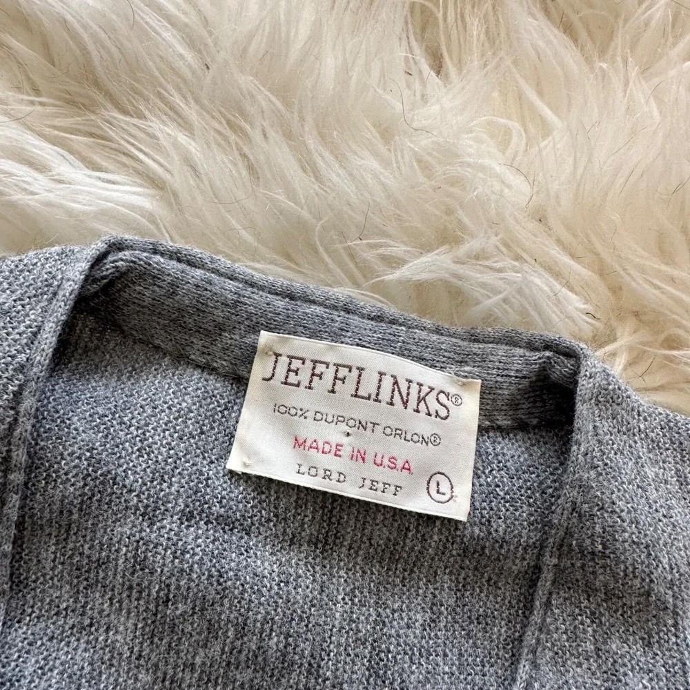 Jefflinks‎ Lord Jeff Cardigan Sweater Mens L Gray Grandpacore Golf Dupont Orlon
